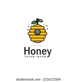 honey bee logo design, honeycomb logo, icon, modern, cartoon, template, vector
