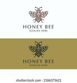 Honey bee logo design icon template