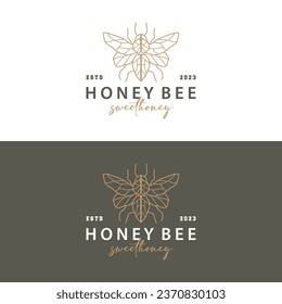 Honey Bee Logo Design Insect Vector Illustration Template