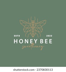 Honey Bee Logo Design Insect Vector Illustration Template