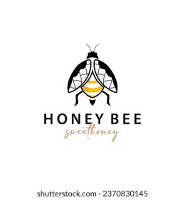 Honey Bee Logo Design Insect Vector Illustration Template