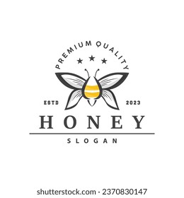 Honey Bee Logo Design Insect Vector Illustration Template