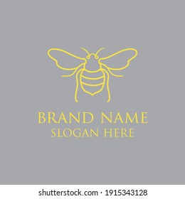 Honey Bee Logo Design Line Art Style