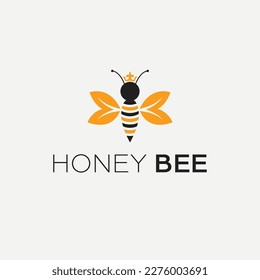 Diseño del logo de Honey Bee. Logo con abeja reina. Logotipo moderno y simple.