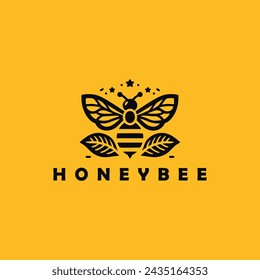 Diseño del logotipo de la abeja de miel listo para usar