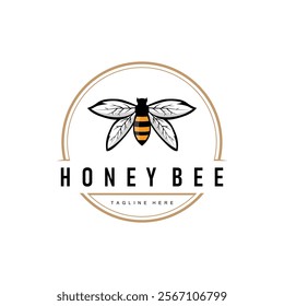 honey bee logo design simple design black silhouette farm animal bee illustration templet symbol