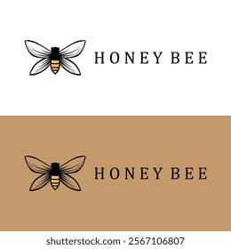 honey bee logo design simple design black silhouette farm animal bee illustration templet symbol