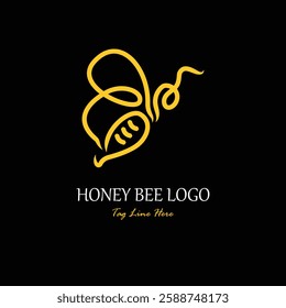 Honey bee logo design in a simple and cool style