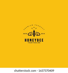 Honey Bee logo design template concept with background and shadow