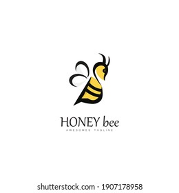 Honey bee Logo Design Template Flat Style Vector