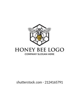 Honey Bee Logo Design Template