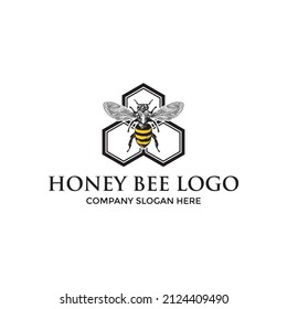 Honey Bee Logo Design Template