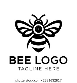 Plantilla de diseño del logo de la abeja miel con ilustración vectorial. Símbolo del icono de la abeja de miel en línea, plano y color. Ilustración del vector
