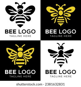 Plantilla de diseño del logo de la abeja miel con ilustración vectorial. Símbolo del icono de la abeja de miel en línea, plano y color. Ilustración del vector
