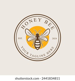 Ilustración de vector de plantilla de diseño de logotipo de abeja