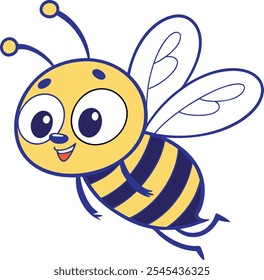 Honey bee logo design template with vector illustration. Flying honey bee icon symbol in line, flat, and color style. Vector illustration