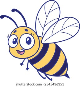 Honey bee logo design template with vector illustration. Flying honey bee icon symbol in line, flat, and color style. Vector illustration