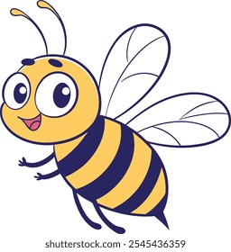 Honey bee logo design template with vector illustration. Flying honey bee icon symbol in line, flat, and color style. Vector illustration