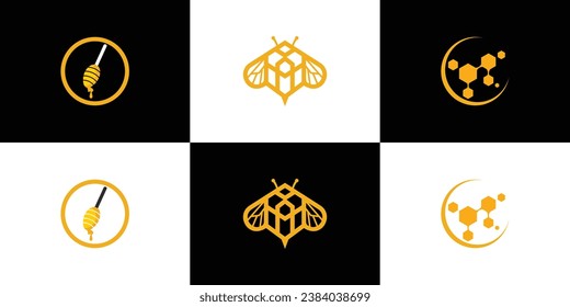 Honey bee logo design unique with creative concept Premium Vector
