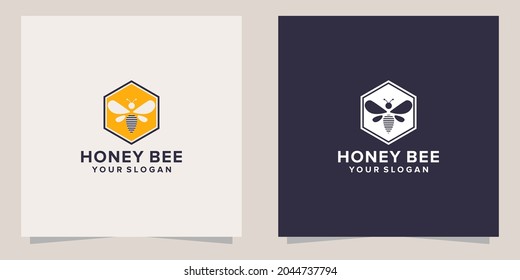 honey bee logo design vector