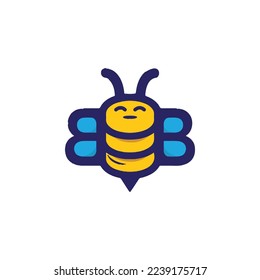 Logo de Honey Bee Diseño ilustración vectorial, plantilla de tarjeta de visita. árbol con hipster vintage logo icono vectorial