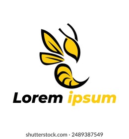 Plantilla de Ilustración vectorial de diseño de logotipo abeja miel.