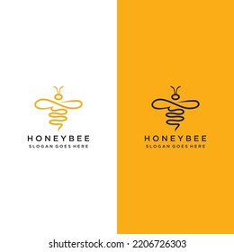 Honey Bee logo desing icon vector