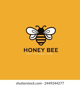 Honey bee logo. Hand drawn engraving style illustrations.