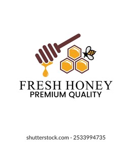 honey bee logo. honeycomb vector, in line style with modern concept