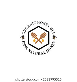 honey bee logo. honeycomb vector, in line style with modern concept