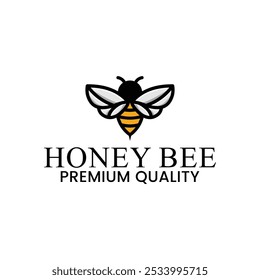 honey bee logo. honeycomb vector, in line style with modern concept