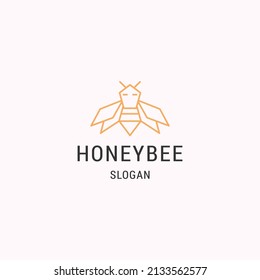 Honey bee logo icon flat design template 