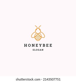 Honey bee logo icon flat design template 