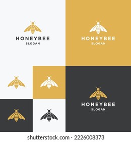 Plantilla de diseño plano del icono del logotipo de la abeja miel