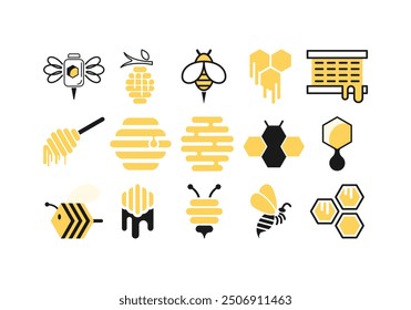 Honey Bee Logo Icon Set