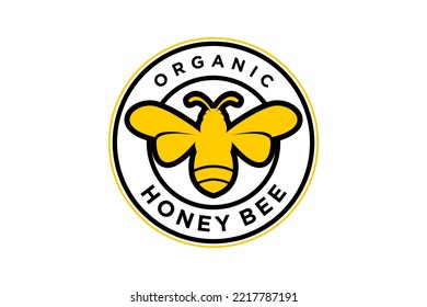 Etiqueta del logotipo de la abeja miel producto orgánico puro forma redondeada gelatina real simple minimalista