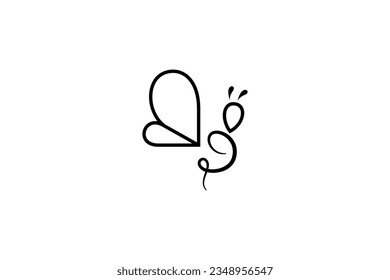 Honey bee logo with minimalist and simple line art design