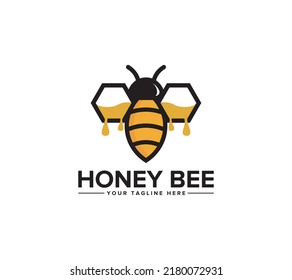 Honey Bee Logo On White Background Stock Vector (Royalty Free ...