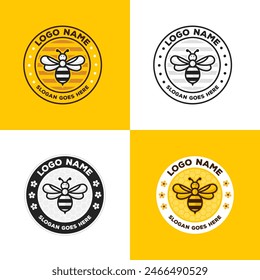 Honey Bee Logo Set. Bee Logo Concepts for Beekeeping and Honey Business