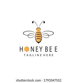 Honey bee logo simple color design vector template