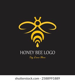 Honey bee logo simple color design vector template