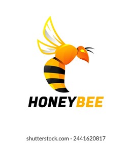 Honey bee logo. Sweet honey bee illustration. Awesome logo design