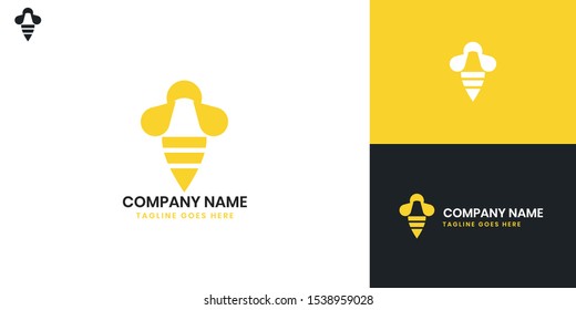 honey bee logo template design - All elements on this template are editable with vector software