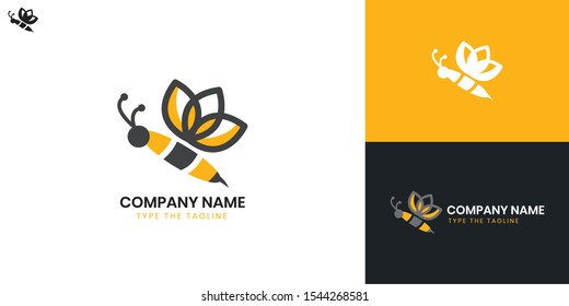 honey bee logo template design - All elements on this template are editable with vector software