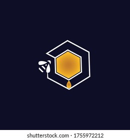 Honey bee logo template design with honey drop