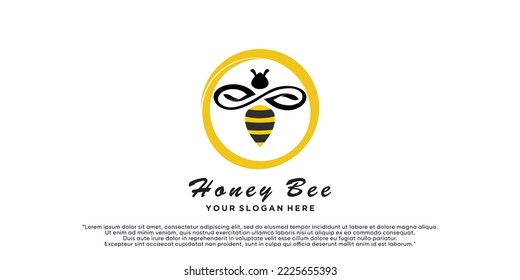 Honey Bee logo template design with creative concept Premium Vector