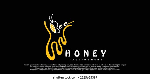 Honey Bee logo template design with creative concept Premium Vector