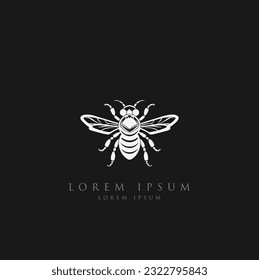 Diseño de la plantilla del logotipo de la abeja miel con gota de miel. Vector de logo de abeja, logotipo de abeja miel. Logo de la línea de estampado redondo de la abeja miel