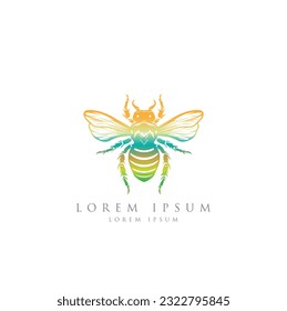 Diseño de la plantilla del logotipo de la abeja miel con gota de miel. Vector de logo de abeja, logotipo de abeja miel. Logo de la línea de estampado redondo de la abeja miel