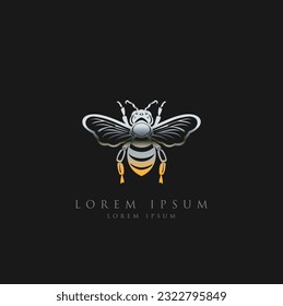 Honey bee logo template design with honey drop. Bee logo vector, honey Bee logo. Honey bee round stamp line logo